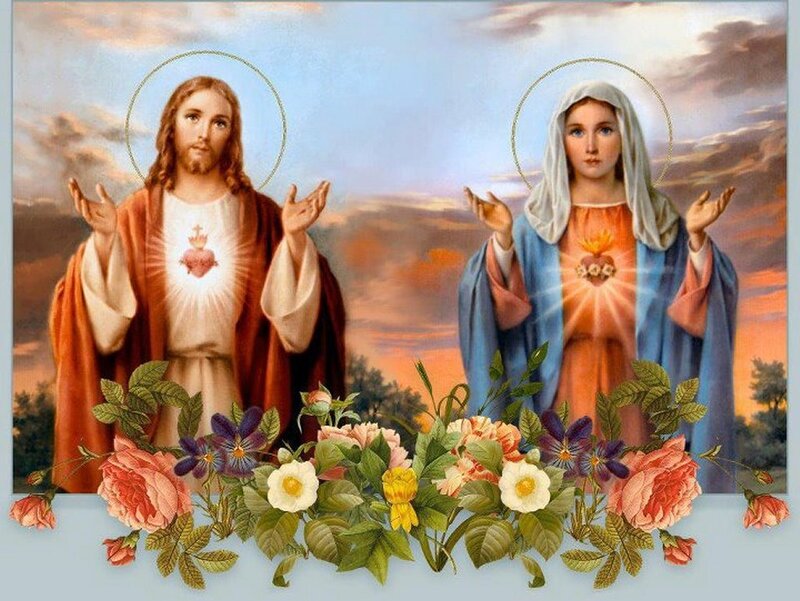 Jesus and Mary with Flowers