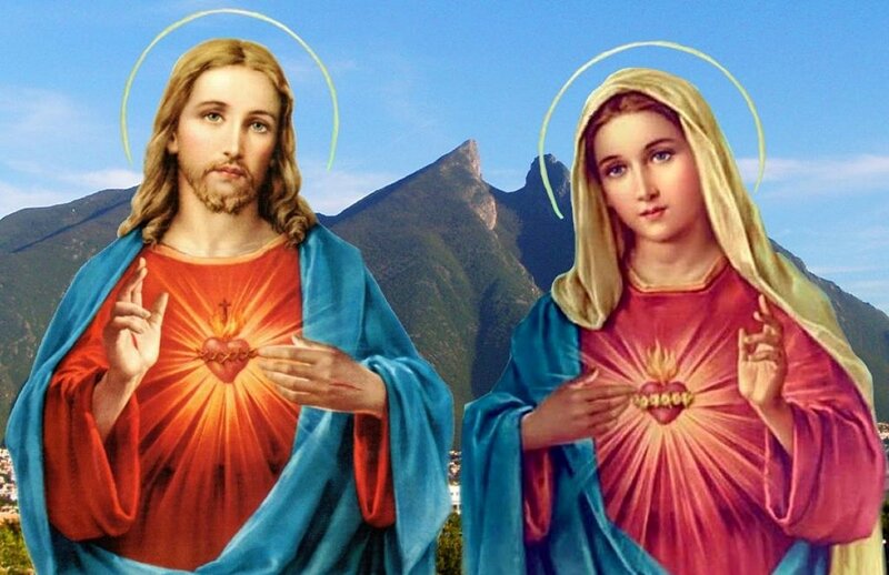 Jesus and Mary with Sacred Hearts