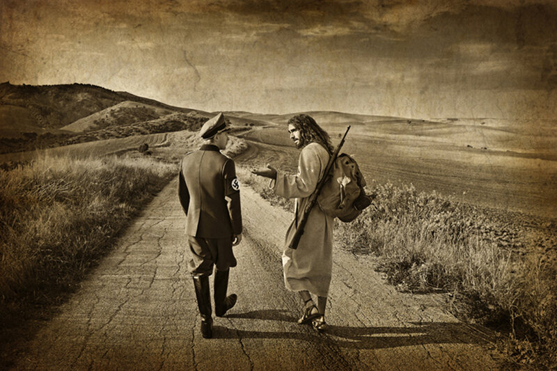 Jesus and Soldier on Road