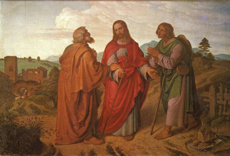 Jesus and Two Disciples — Red
