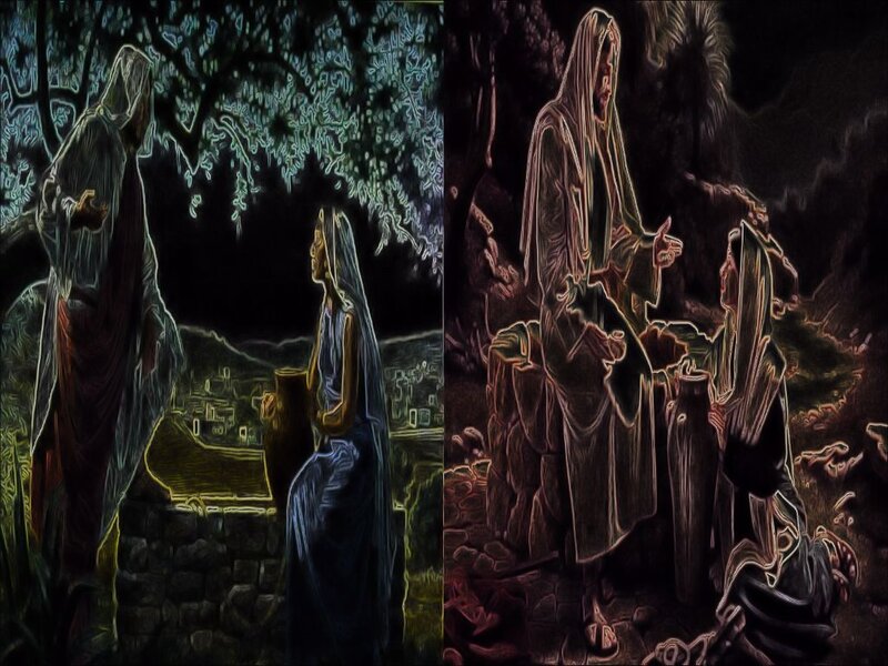 Jesus and Woman at Well — Black