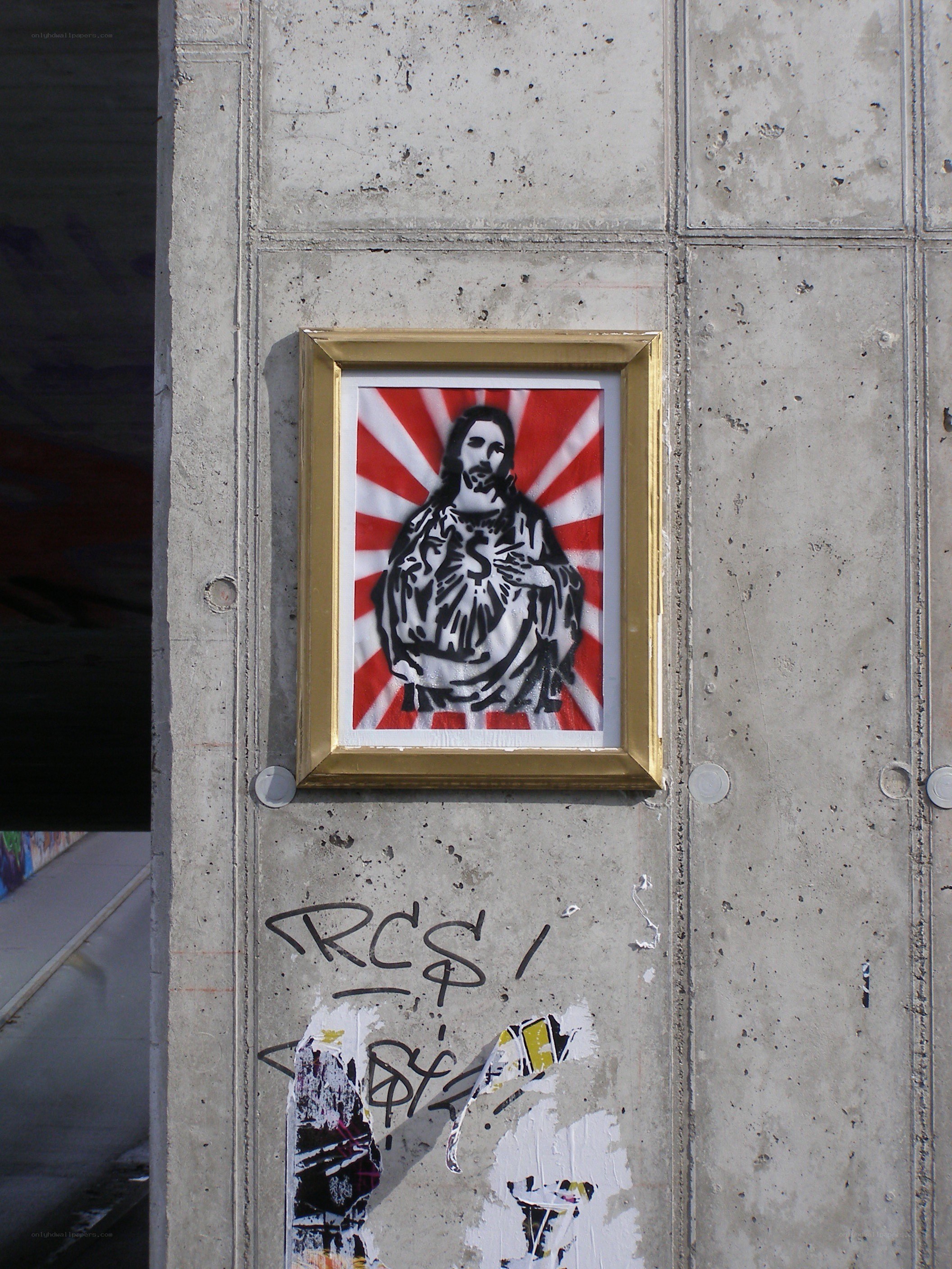 Jesus artwork on concrete wall