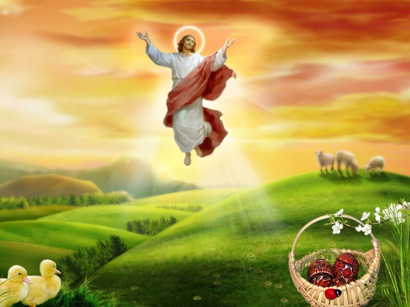 Jesus Ascending in Sky
