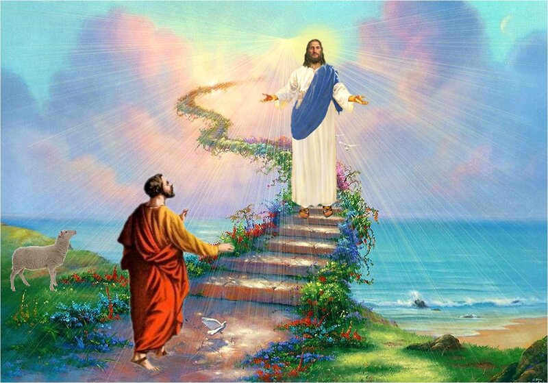 Jesus Ascending to Heaven — Blue, Divine