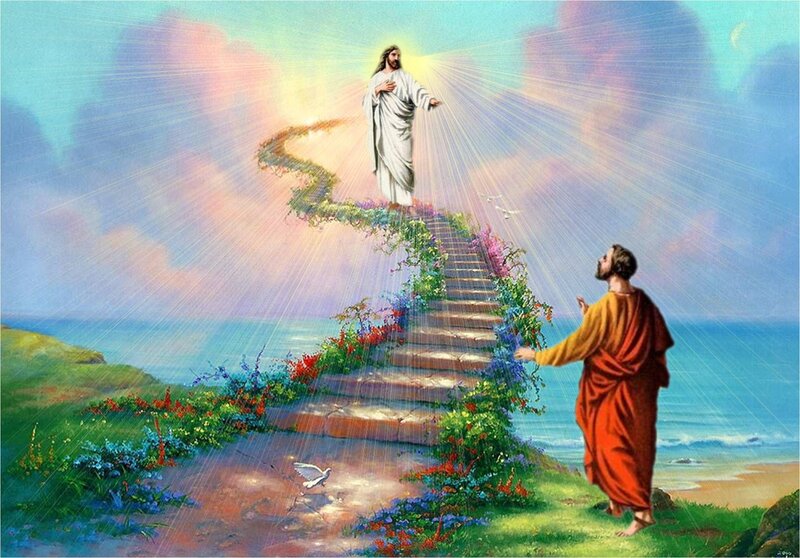 Jesus Ascending to Heaven — Blue, Serene