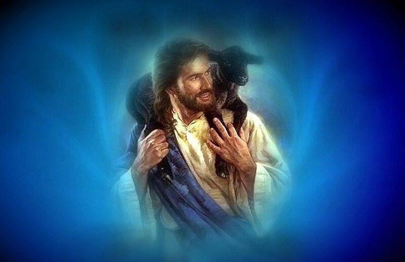 Jesus Carrying a Lamb — Blue
