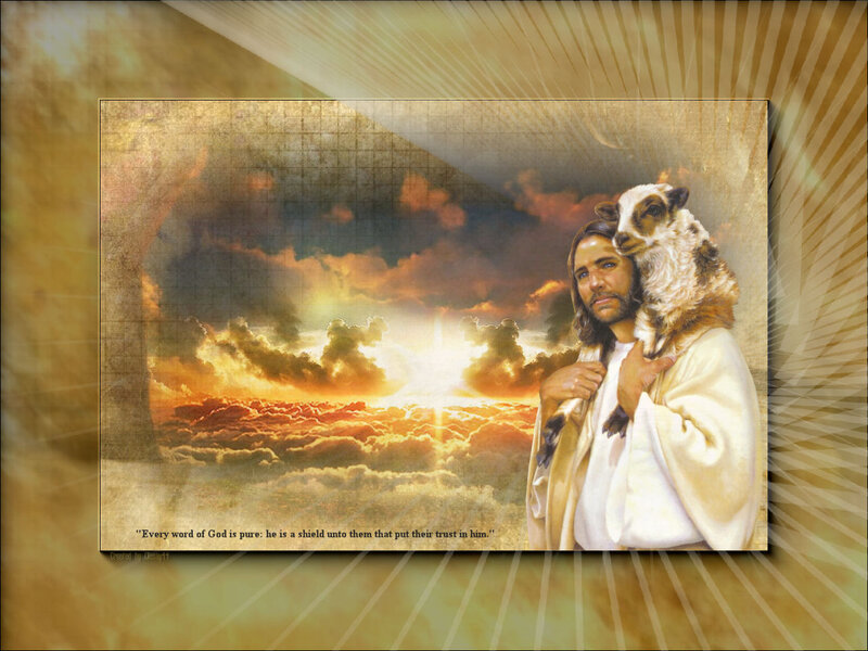Jesus Carrying a Lamb — Gold, Serene