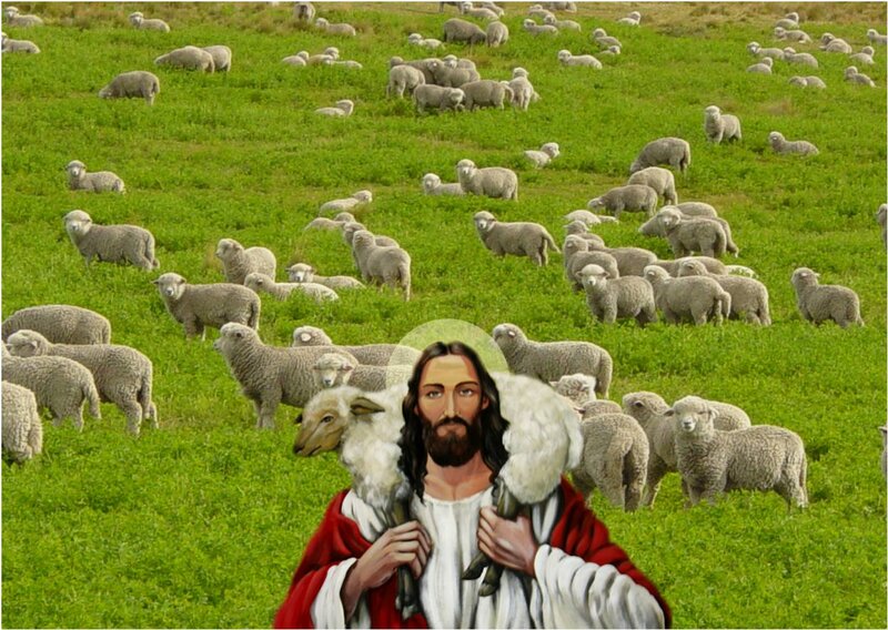 Jesus Carrying a Lamb — Green, Serene, Afternoon