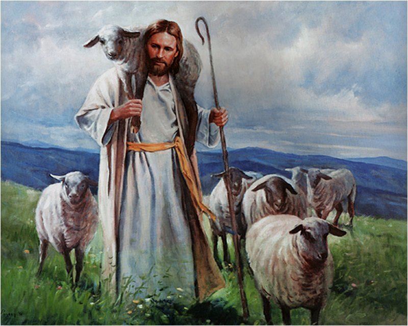 Jesus Carrying a Lamb — Green