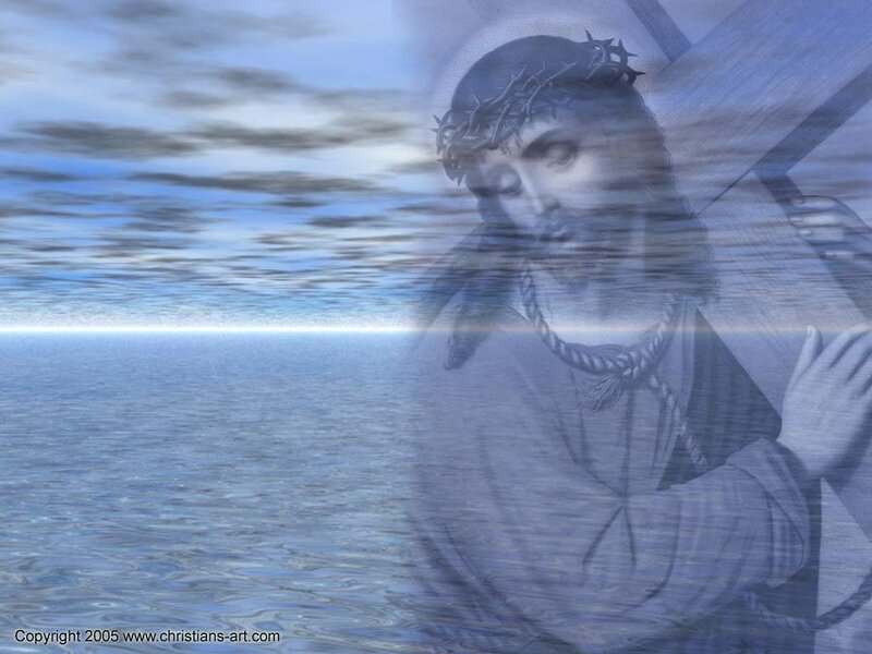 Jesus Carrying Cross — Blue