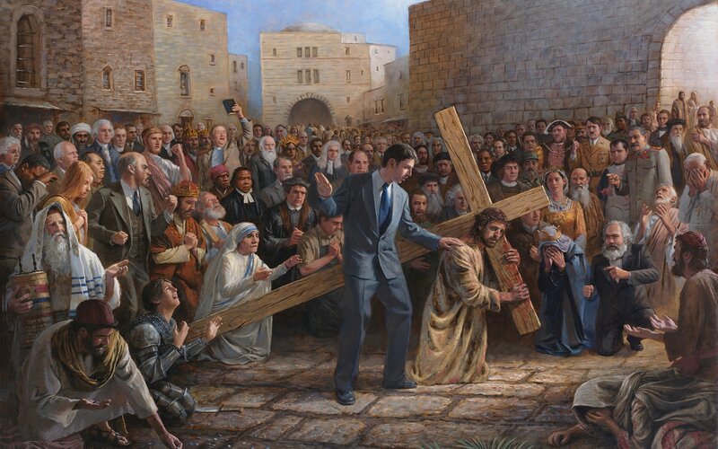 Jesus Carrying Cross — Brown, Dramatic