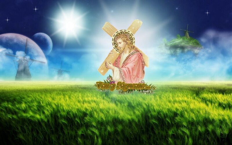 Jesus Carrying Cross — Green, Serene