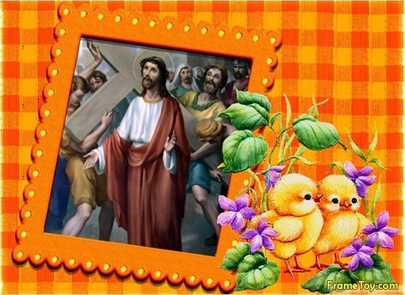 Jesus Carrying Cross — Orange