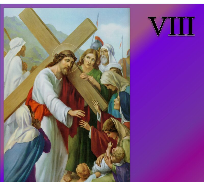 Jesus Carrying Cross — Purple, Dramatic, Painting, Crowd