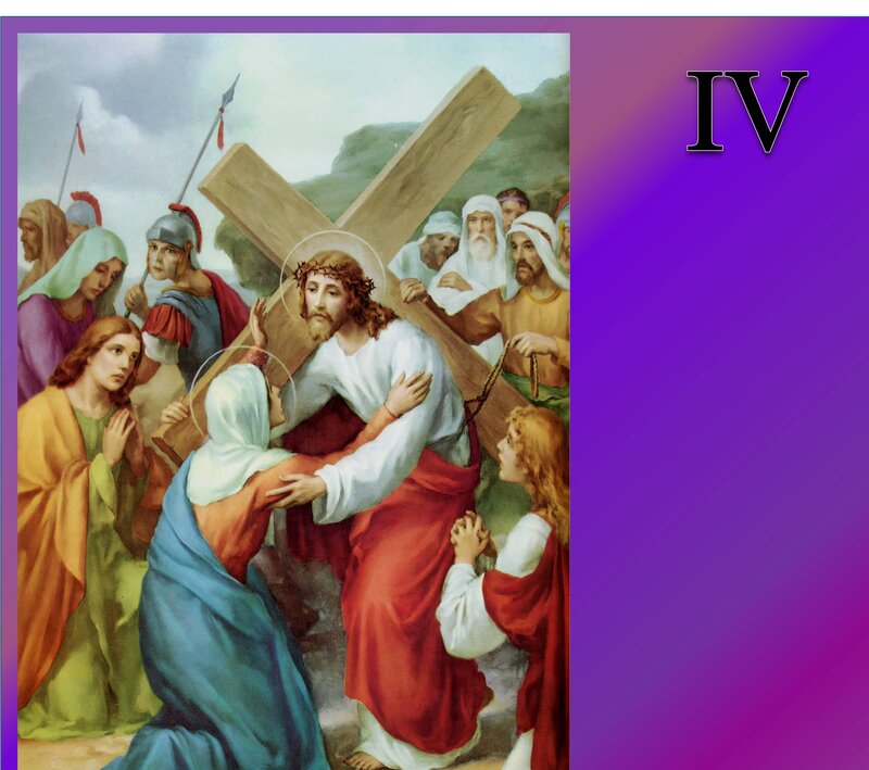 Jesus Carrying Cross — Purple, Dramatic, Painting
