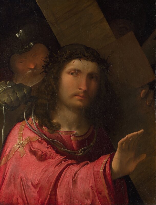 Jesus Carrying Cross — Red, Dramatic