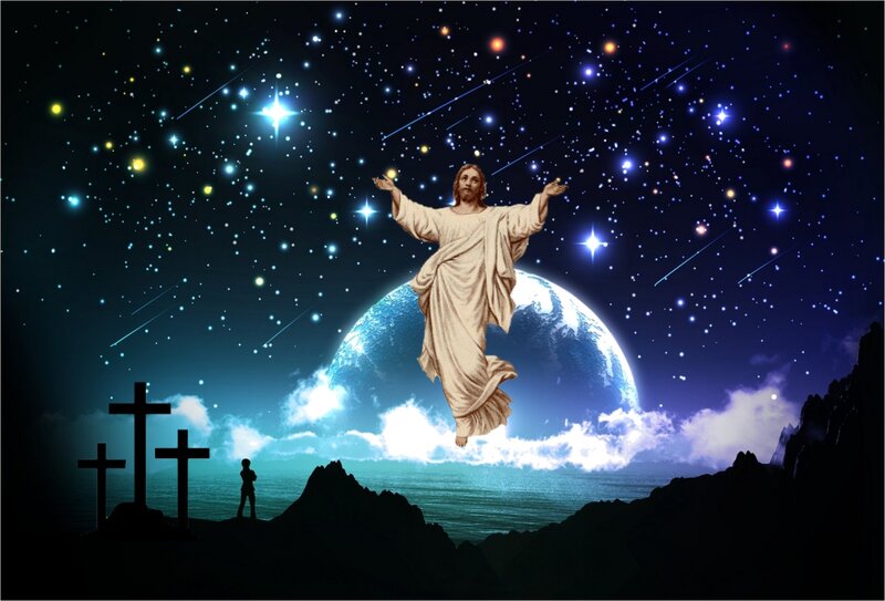 Jesus Christ Ascending — Blue, Dramatic, Celestial