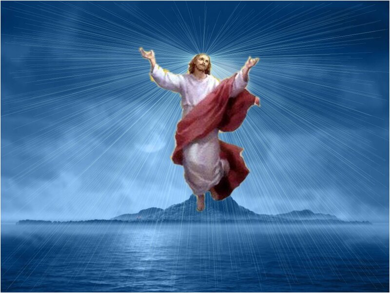Jesus Christ Ascending — Blue, Dramatic, Digital Art