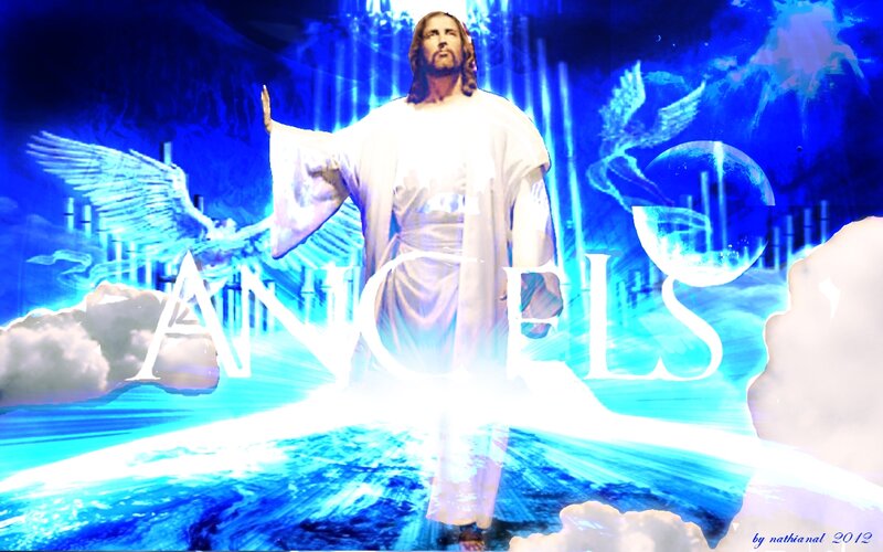 Jesus Christ Figure — Blue, Dramatic, Celestial