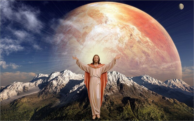 Jesus Christ Figure — Blue, Dramatic, Digital Art