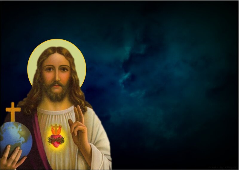 Jesus Christ Figure — Blue, Dramatic, Night, Illustration, Heart