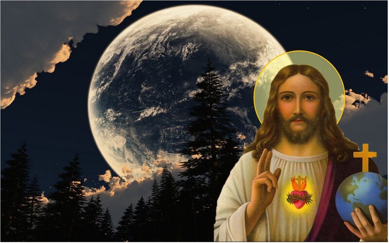 Jesus Christ Figure — Blue, Dramatic, Night, Illustration