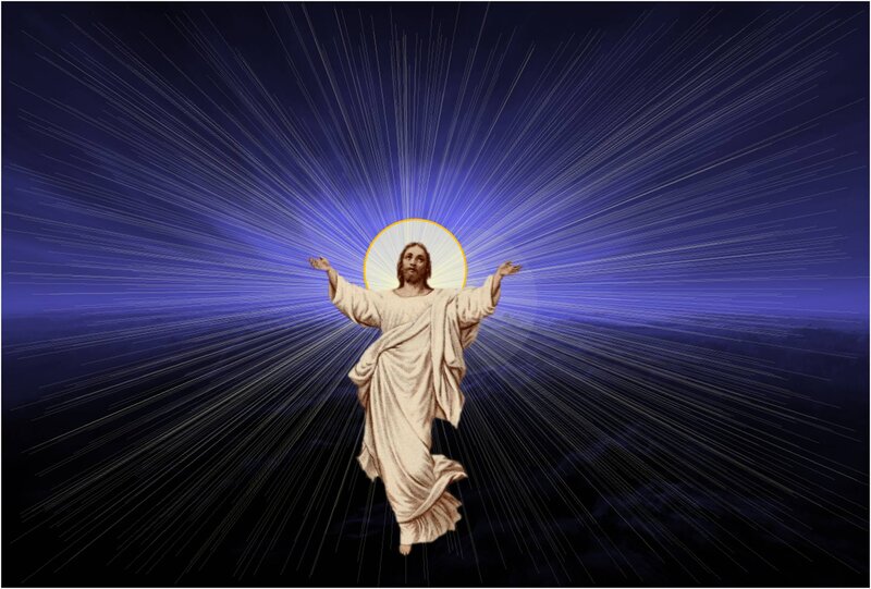 Jesus Christ Figure — Blue, Dramatic, Night