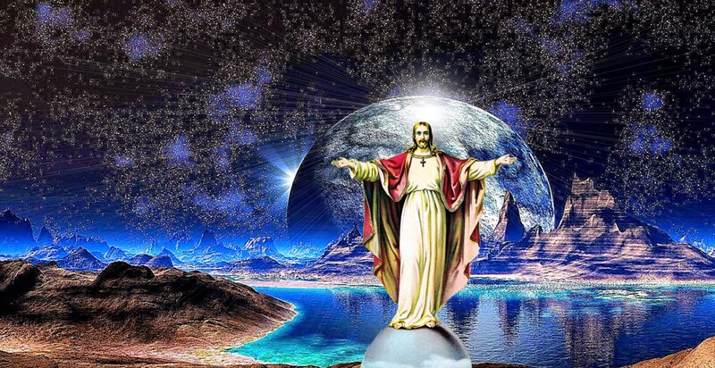 Jesus Christ Figure — Blue, Dramatic, Serene