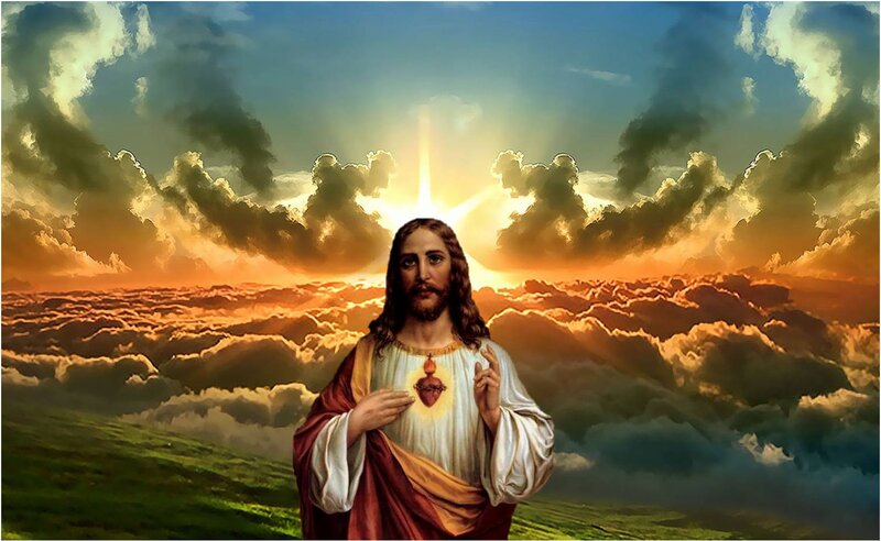 Jesus Christ Figure — Blue, Dramatic, Sunset, Digital Art