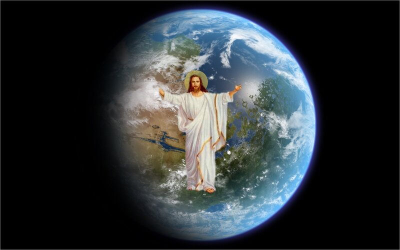Jesus Christ Figure — Blue, Serene, Digital Art