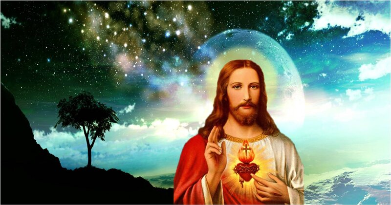 Jesus Christ Figure — Blue, Serene, Night, Digital Art, Heart