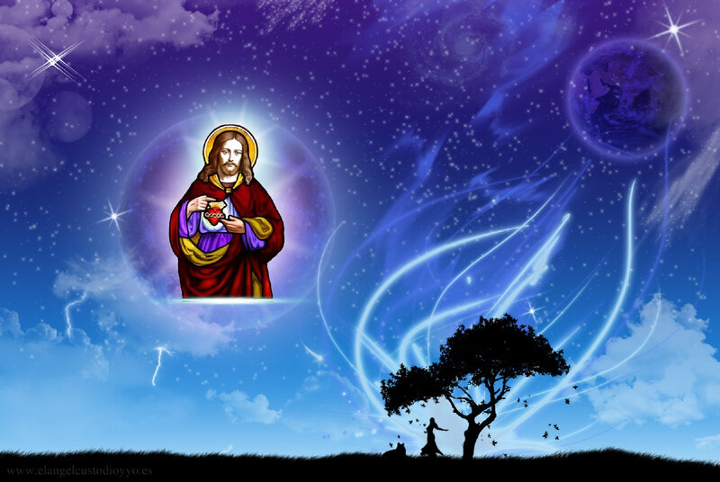 Jesus Christ Figure — Blue, Serene, Night, Digital Art