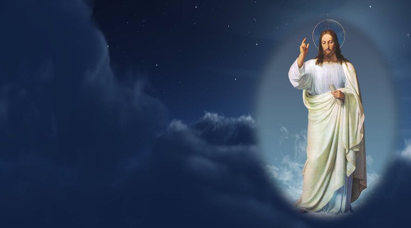 Jesus Christ Figure — Blue, Serene, Night, Illustration