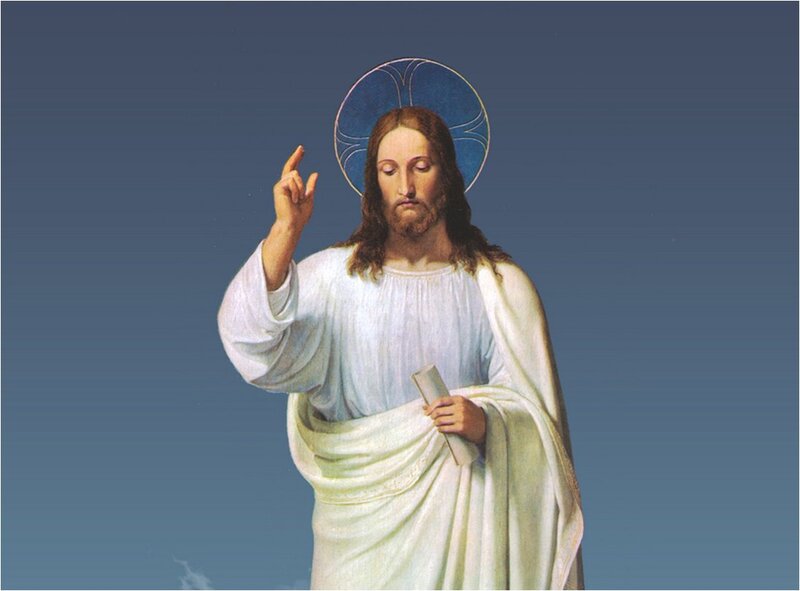 Jesus Christ Figure — Blue, Serene, Painting, Halo