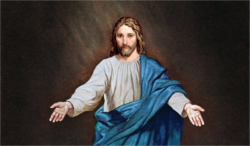 Jesus Christ Figure — Blue, Serene, Painting, Robe