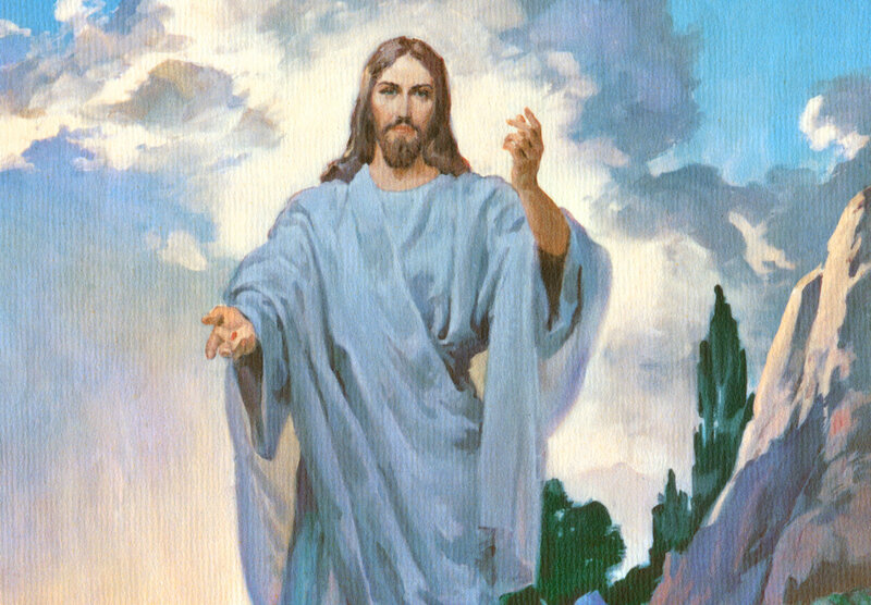 Jesus Christ Figure — Blue, Serene, Painting