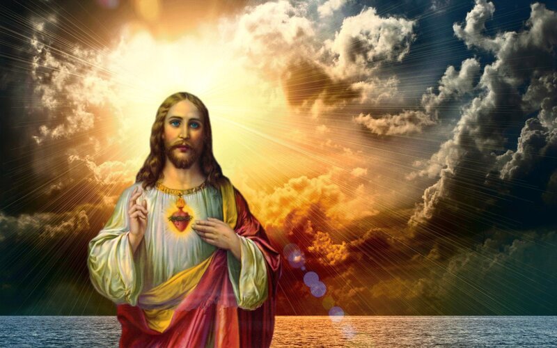 Jesus Christ Figure — Gold, Dramatic, Sunset, Digital Art