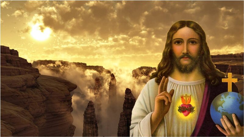 Jesus Christ Figure — Gold, Dramatic, Sunset, Illustration