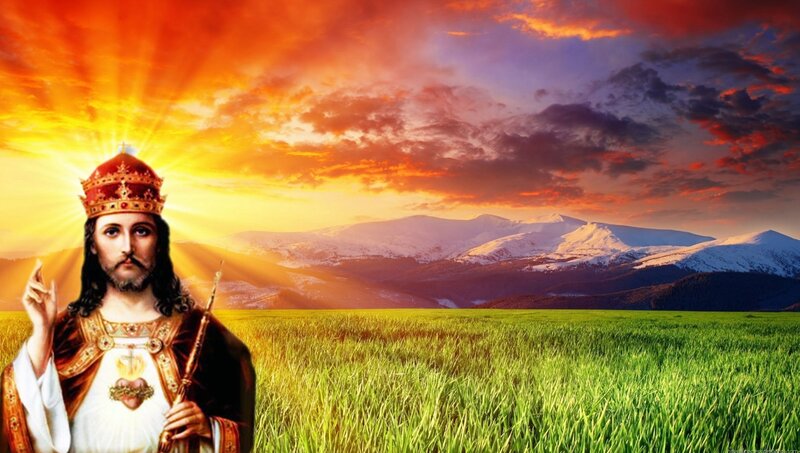 Jesus Christ Figure — Green, Dramatic, Sunset