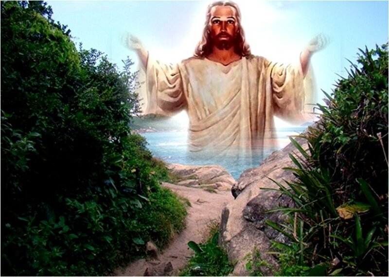 Jesus Christ Figure — Green, Serene, Afternoon