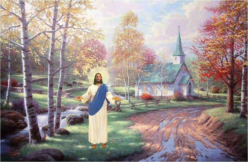 Jesus Christ Figure — Green, Serene, Autumn