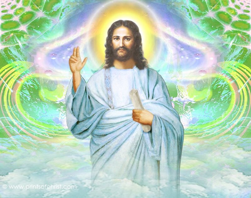 Jesus Christ Figure — Green, Serene, Digital Art