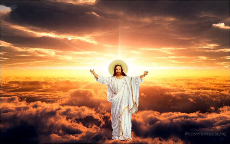 Jesus Christ Figure — Orange, Dramatic, Sunset, Digital Art, Clouds