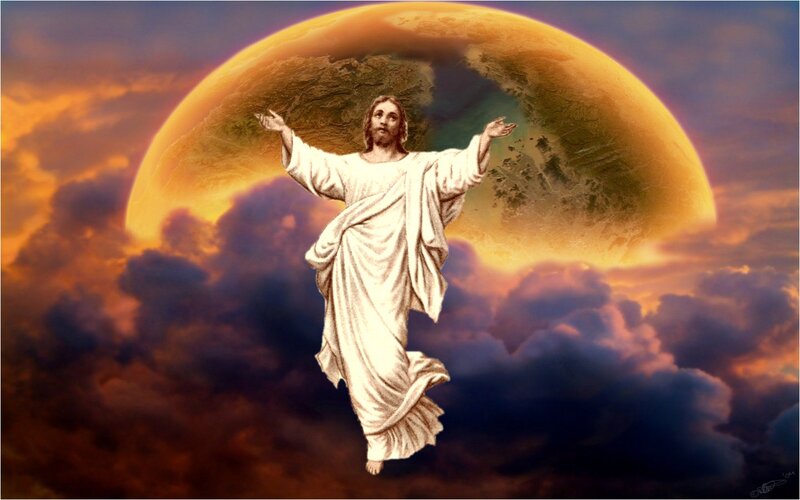 Jesus Christ Figure — Orange, Dramatic, Sunset