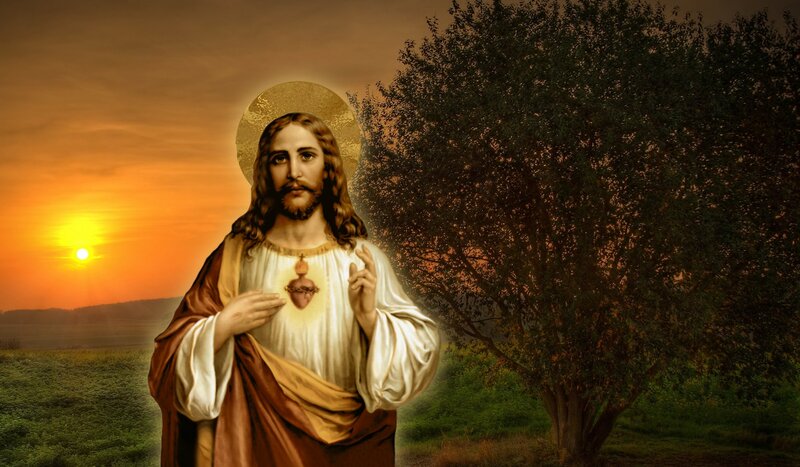 Jesus Christ Figure — Orange, Serene, Sunset