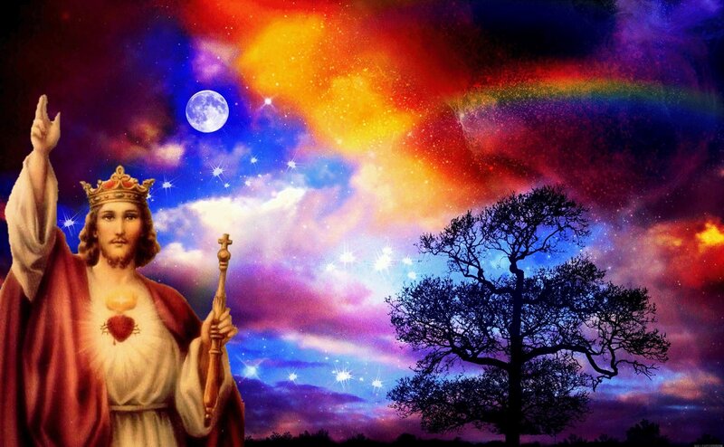 Jesus Christ Figure — Purple, Dramatic, Night, Digital Art, Crown
