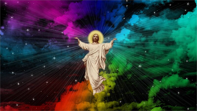 Jesus Christ Figure — Purple, Dramatic, Night, Digital Art, Halo