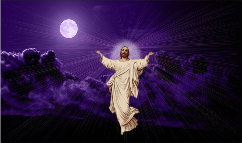 Jesus Christ Figure — Purple, Dramatic, Night, Digital Art