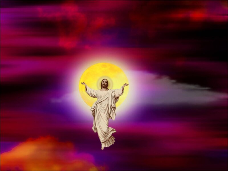 Jesus Christ Figure — Purple, Dramatic, Night