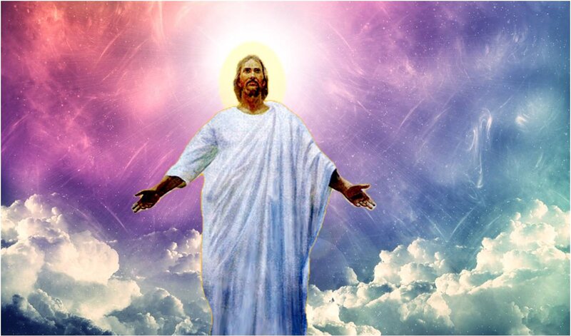 Jesus Christ Figure — Purple, Serene, Digital Art, Halo
